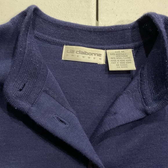 Vintage Liz Claiborne Wool Blend Dress Button Up Blue Sweater Back Pleat… - Picture 13 of 15